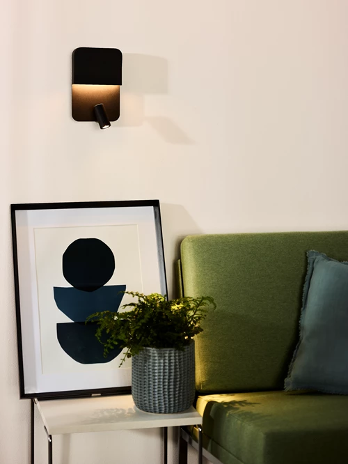 Lucide BOXER - Bedside lamp / Wall light - LED - 3000K - With USB charging point - Black - atmosphere 1